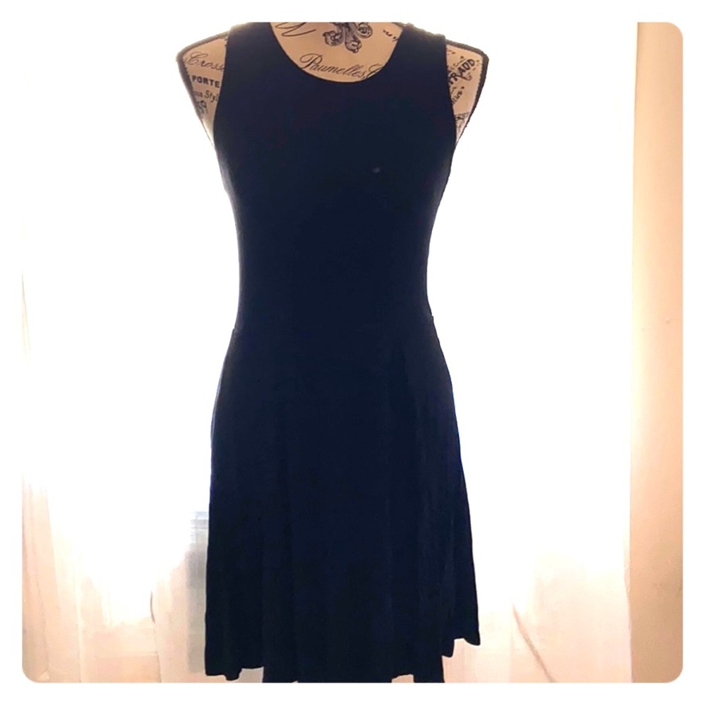 Black tank dress with hot pink zipper